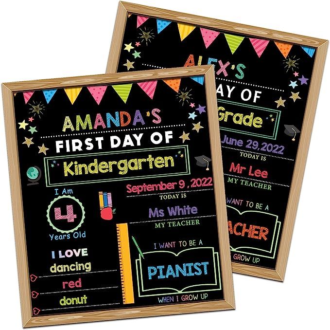First Day and Last Day of School Chalkboard Sign with Frame,Back to School Board Sign for Kinderg... | Amazon (US)