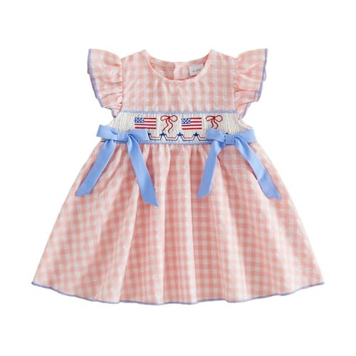 Yuufuniy Toddler Baby Girl 4th of July Outfit Flag Sleeveless Dress Fly Sleeve Summer Dresses Girls Independence Day Clothes (4th of July-Pink, 18-24 Months) | Amazon (US)