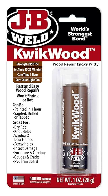 J-B Weld Tan KwikWood Wood Repair Epoxy Putty, 1 oz. Stick | Amazon (US)
