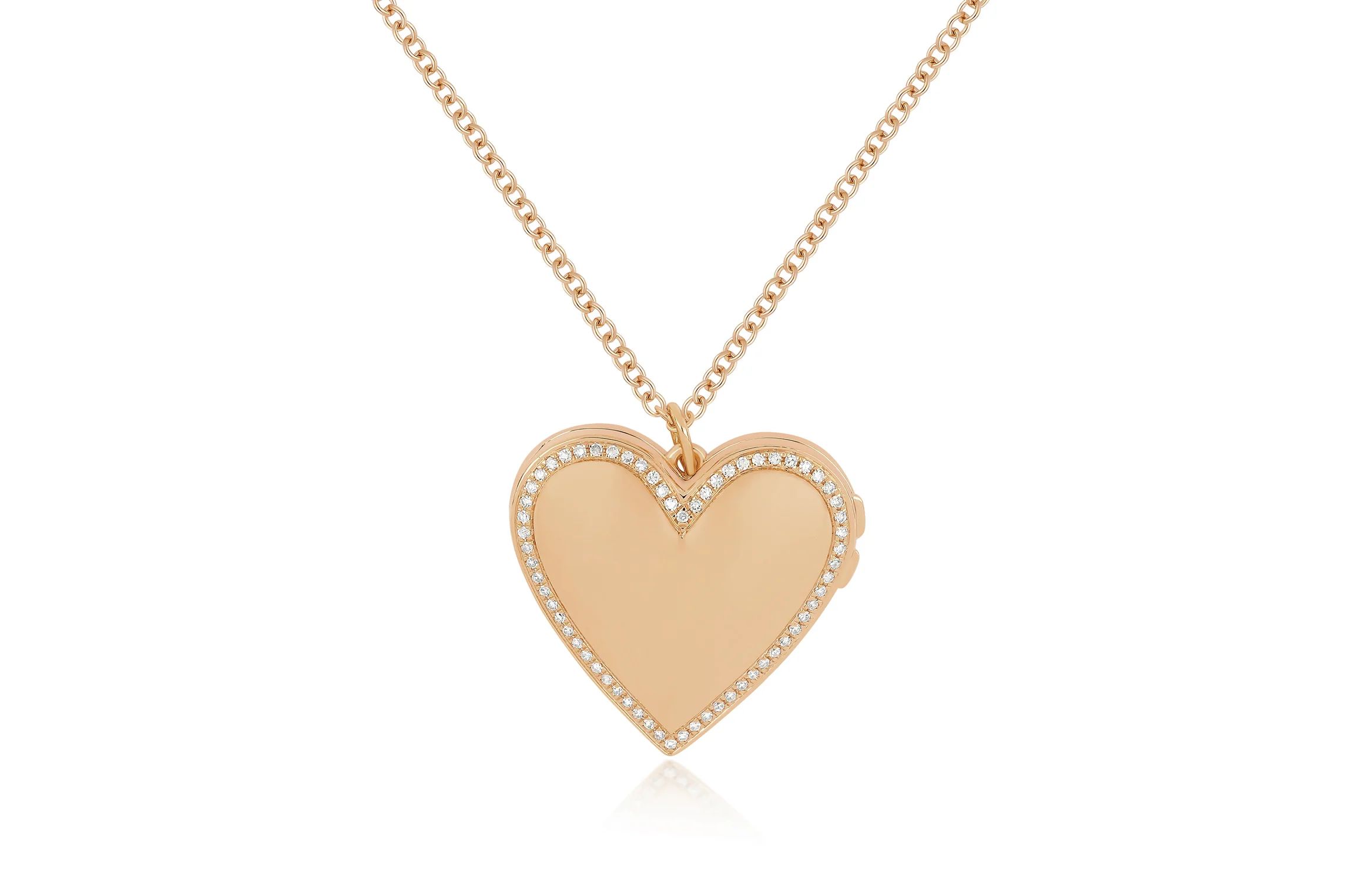 Gold and Diamond Heart Locket Necklace | EF Collection