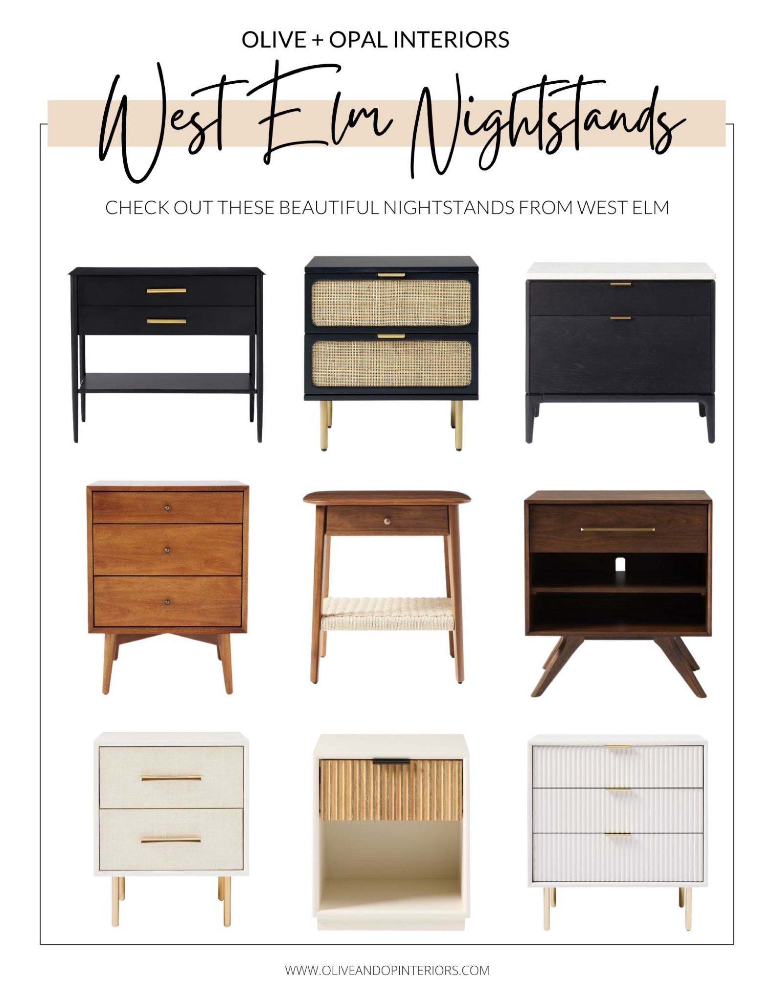West Elm has a great selection of nightstands - check out some of our favorites!
.
.
.
Mid Century Design
Rattan
Cane
Marble
Wood
White
Black
Modern 
Transitional 
Sale Alert

#LTKsalealert #LTKstyletip #LTKhome