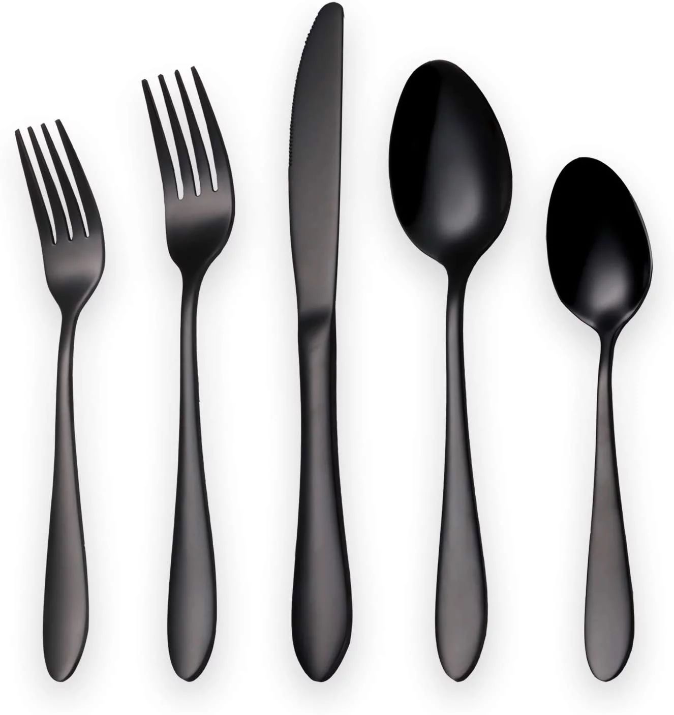Black Silverware Set, 10 Pieces Stainless Steel Flatware Cutlery Set, Dishwasher Safe - Walmart.c... | Walmart (US)