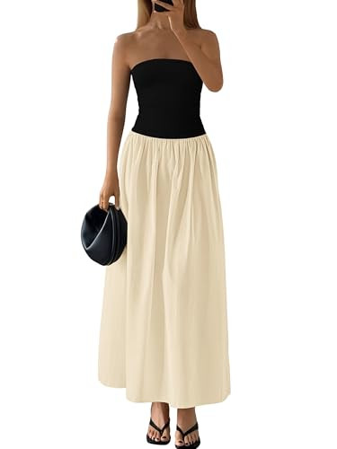 PRETTYGARDEN Women 2025 Summer Elegant Strapless Maxi Dress Tube Top Dress A Line Flowy Long Wedd... | Amazon (US)