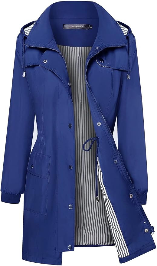 Bloggerlove Rain Jacket Women Lightweight Raincoat Waterproof Windbreaker Striped Climbing Outdoo... | Amazon (US)