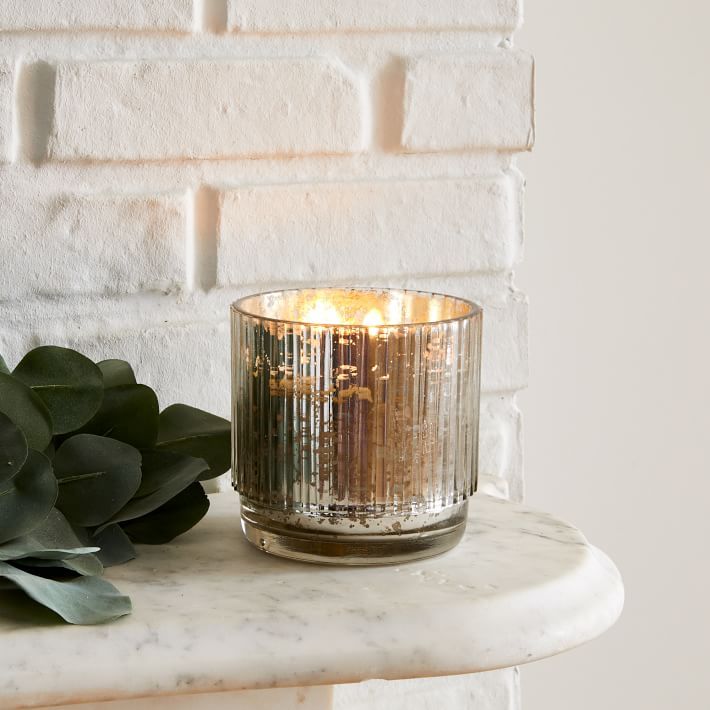 Mercury Glass Fluted Candles - Cypress Sage | West Elm (US)
