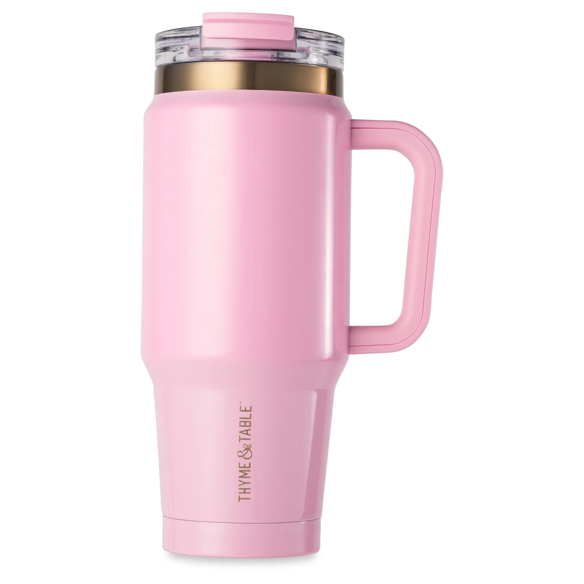 Thyme & Table 32 fl oz Stainless Steel Luna Tumbler with Handle and Dual Straw Lid, Pink | Walmart (US)
