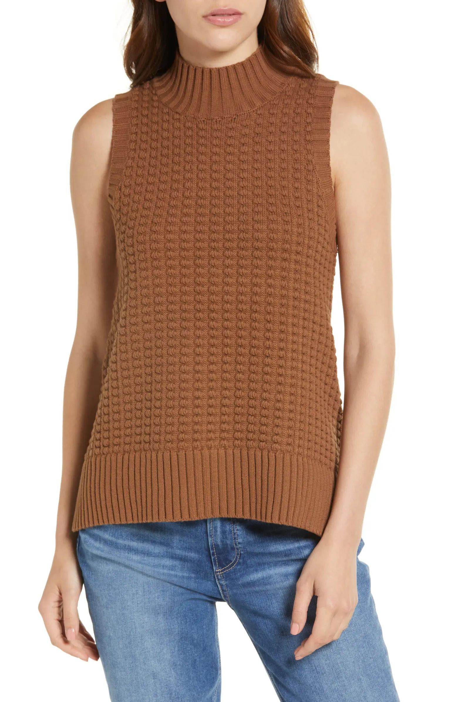 Mozart Popcorn Stitch Sleeveless Cotton SweaterFRENCH CONNECTION | Nordstrom