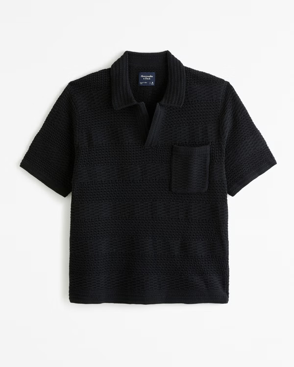 Striped Stitched Johnny Collar Sweater Polo | Abercrombie & Fitch (US)