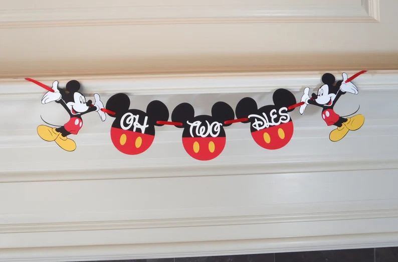 Mickey Mouse Birthday Party Banner/oh, Two-dles / 2nd Birthday Party Decorations/mickey Mouse Clu... | Etsy (US)