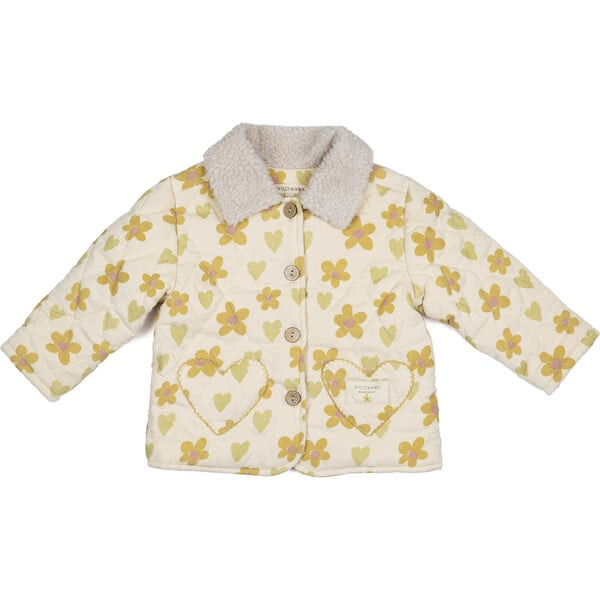 Quilted Jacket, Floral Hearts Honey | Maisonette