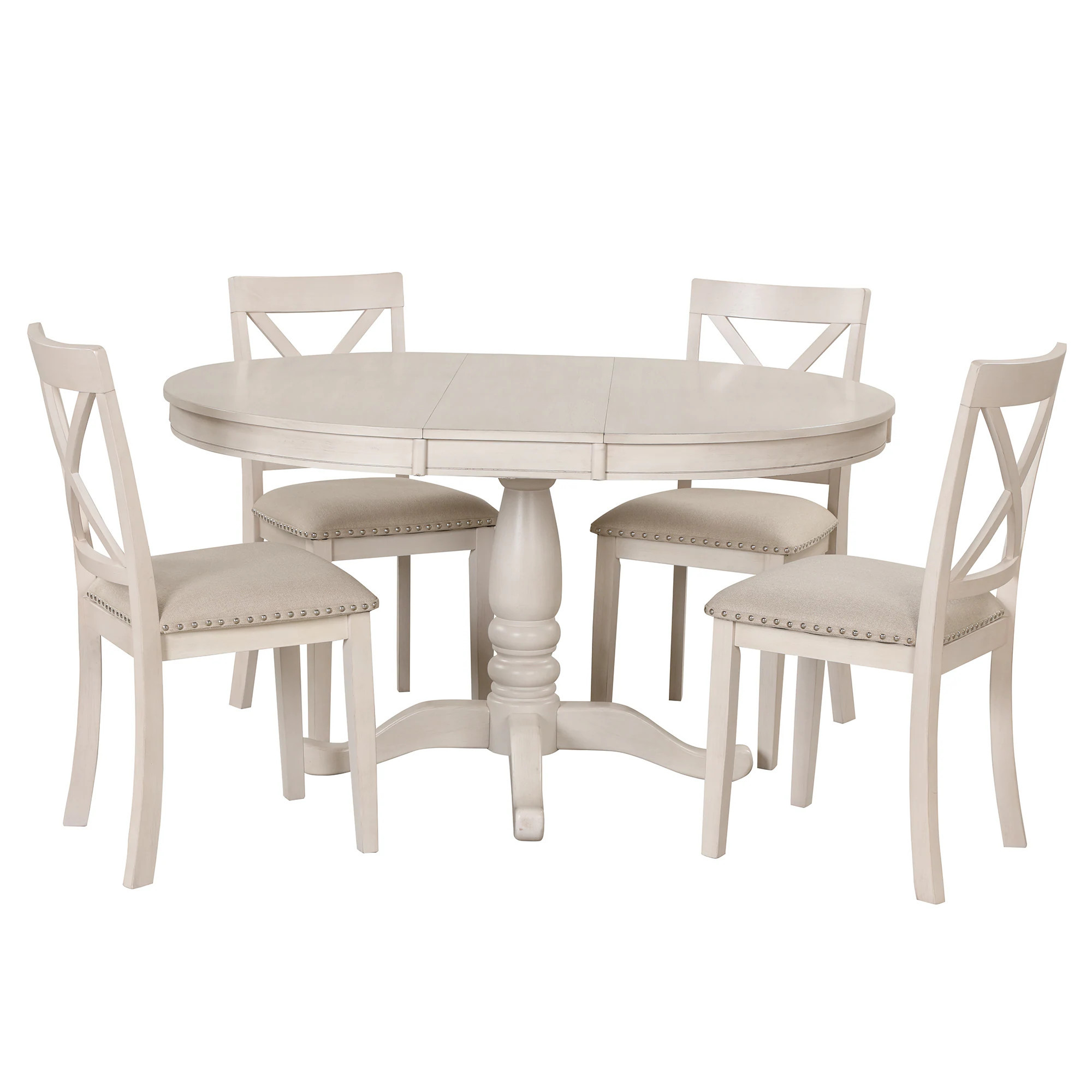 ModernLuxe Modern Dining Table Set for 4Round Table and 4 Kitchen Room Chairs5 Piece Kitchen Table Set for Dining RoomDinetteBreakfast NookAntique | Lowe's