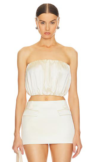 Heavy Satin Bubble Top in Bone | Revolve Clothing (Global)