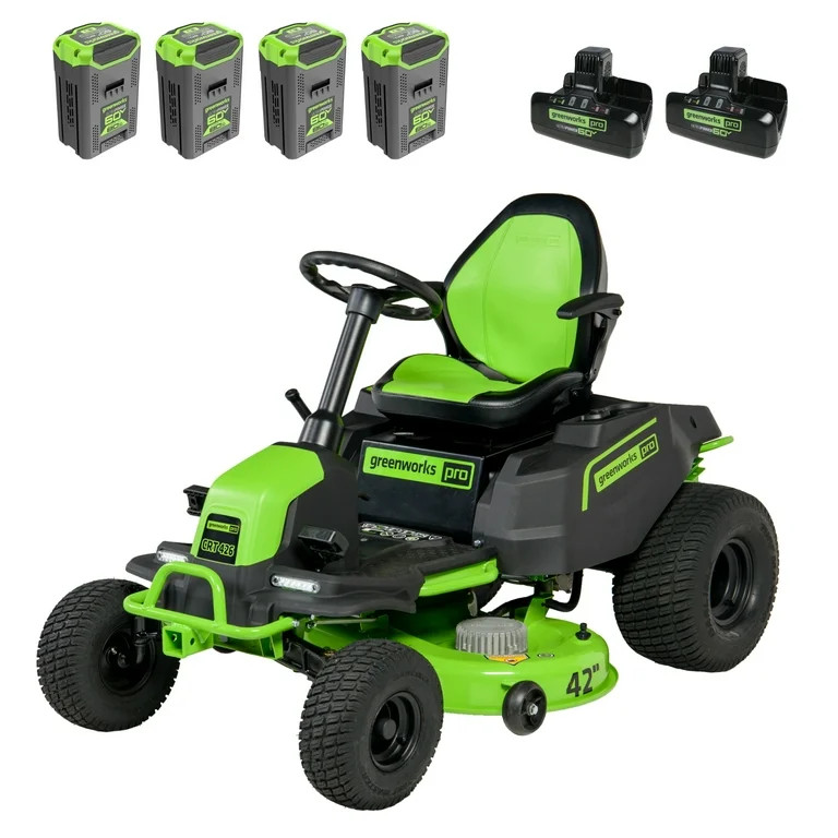 Greenworks 60V 42" Cordless Battery CrossoverT Riding Lawn Mower with (4) 8.0Ah Batteries & (2) D... | Walmart (US)