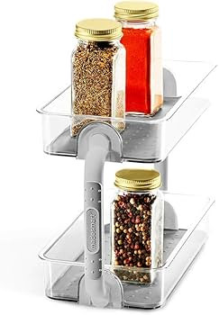 madesmart 2-Tier Plastic Multipurpose Kitchen Spice Organizer, Condiment Storage Spice Shelf for ... | Amazon (US)