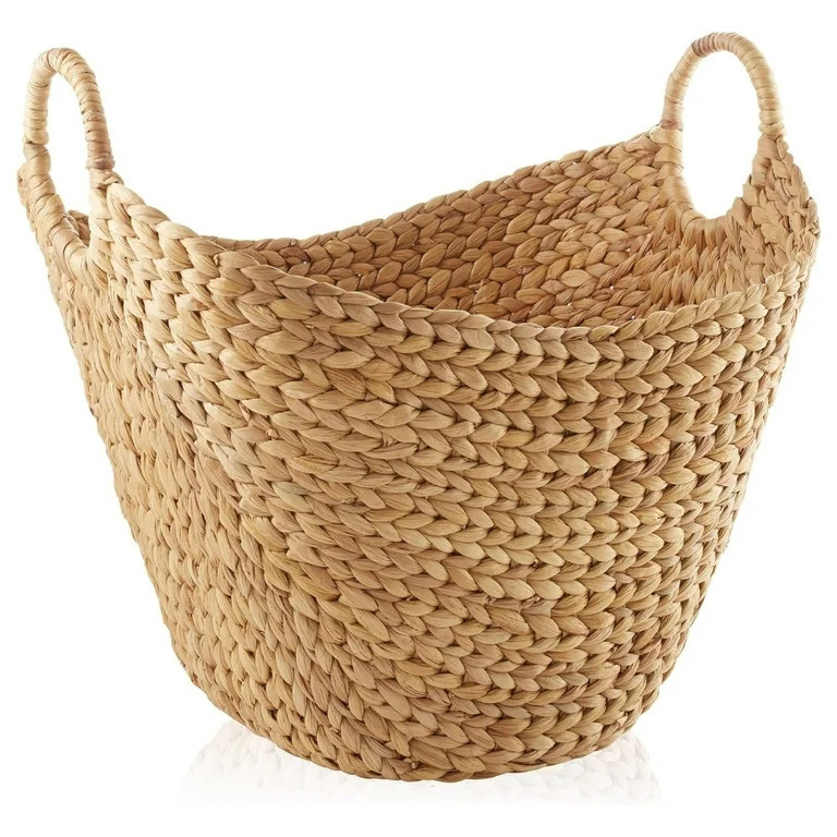 Gexandy Large Laundry Boat Basket with Handles - Natural, Woven Water Hyacinth Multipurpose Stora... | Walmart (US)