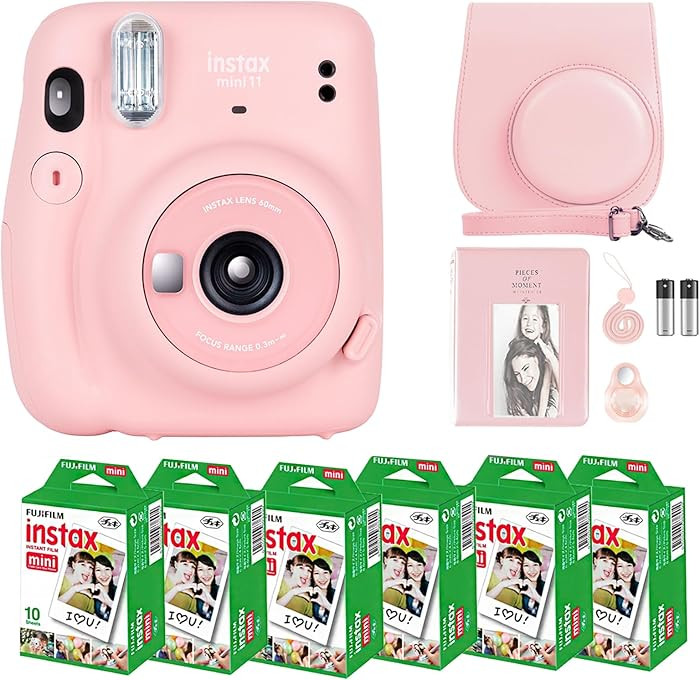 Fujifilm Instax Mini 11 Camera with Fujifilm Instant Mini Film (60 Sheets) Bundle with Deals Numb... | Amazon (US)