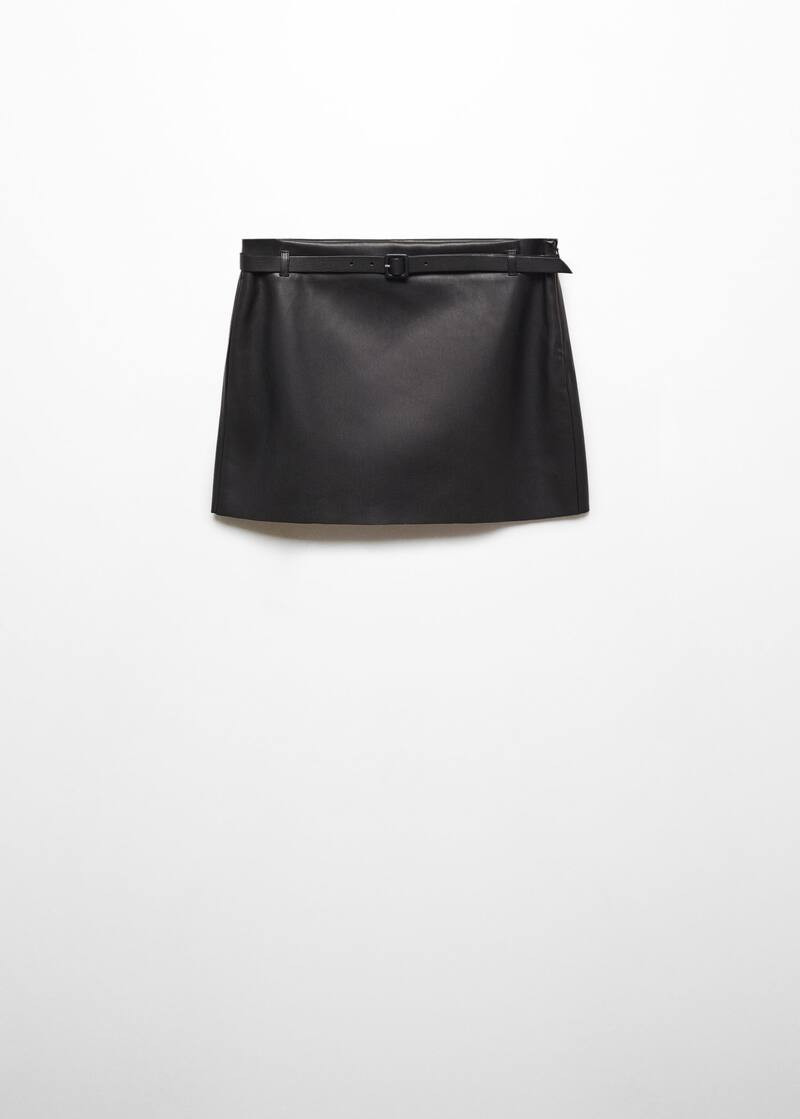 Leather-effect mini-skirt with belt -  Women | Mango USA | MANGO (US)