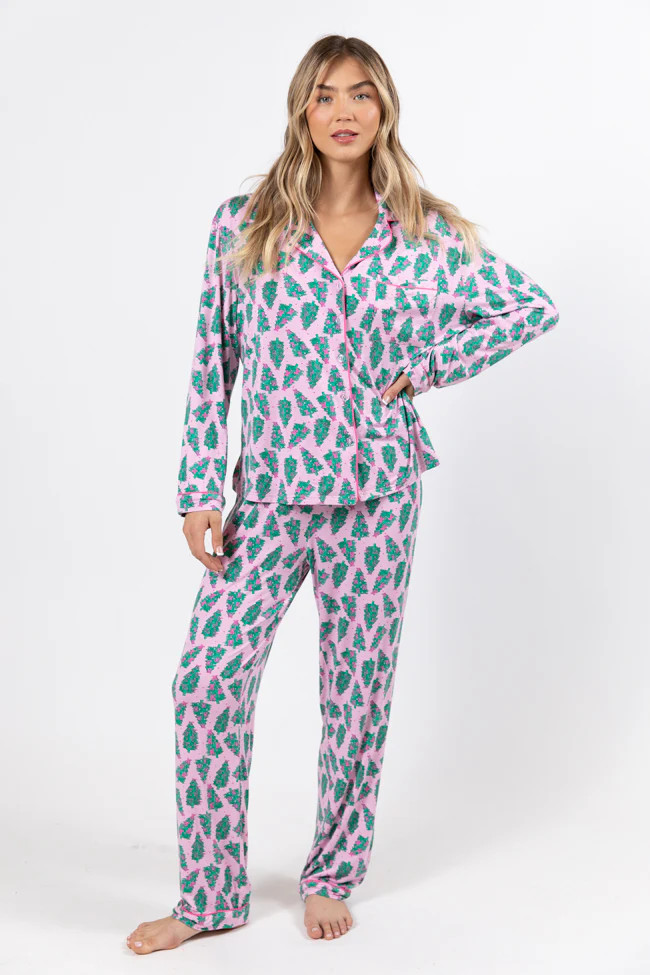 Under The Stars In Pink Pines Bamboo Pajama Pants | Pink Lily