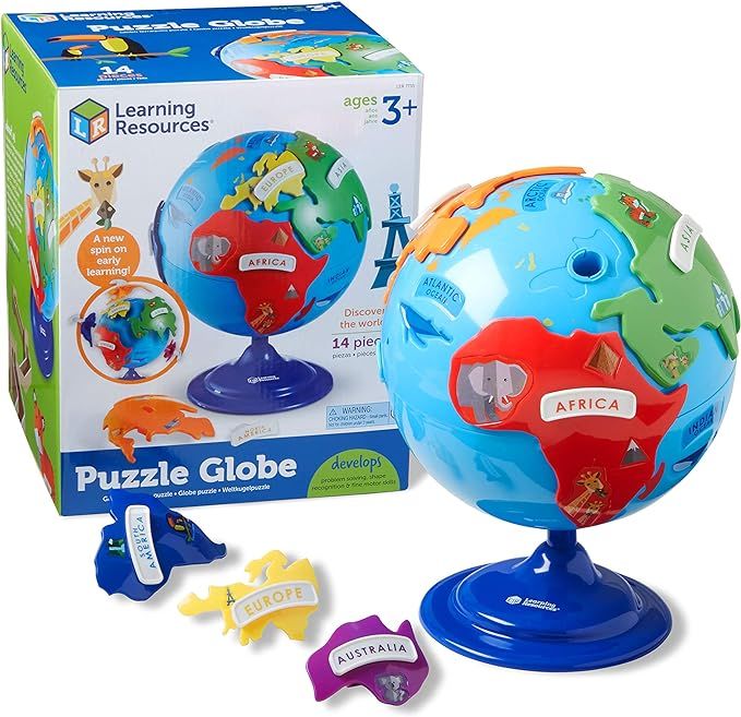 Amazon.com: Learning Resources Puzzle Globe 3-D Geography Puzzle - 14 Pieces, Ages 3+ Globe for K... | Amazon (US)