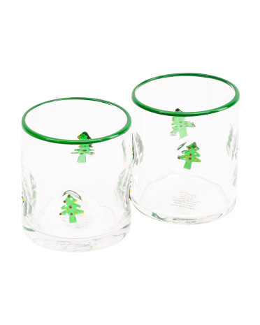 Set Of 2 Christmas Tree Double Old Fashioned Glasses | Marshalls