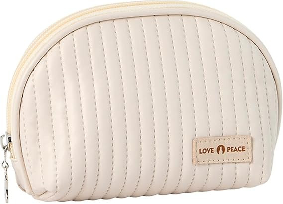 Cute Makeup Bag, Mini Cosmetic Pouch for Women, Small Quilted Beauty Bag, Handy zipper Pouch, Cre... | Amazon (US)