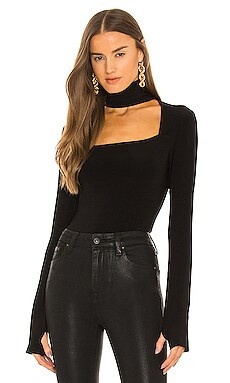 Norma Kamali Long Sleeve Sweetheart Turtle Top in Black from Revolve.com | Revolve Clothing (Global)