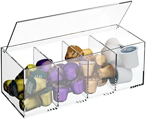 RR RAXMIN Coffee Capsule Holder Clear Acrylic Box K Cup Holder Coffee Pod Storage 4 Compartment (... | Amazon (US)