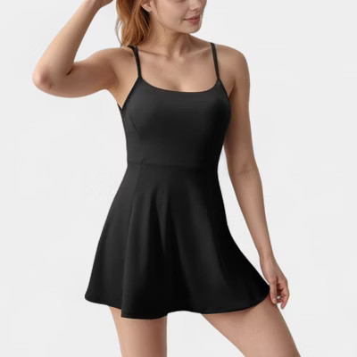 Anna-Kaci Active Women's Activewear Tennis Dress with Spaghetti Straps and A-Line Skirt Design - Small, Black | Target
