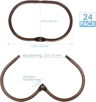 24 Pcs Shower Curtain Rings, Goowin Shower Curtain Hooks, Oval Snap Shower Rings for Curtain, Met... | Amazon (US)