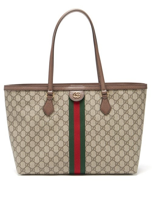 Gucci - Ophidia Web-stripe Gg Supreme Canvas Tote Bag - Womens - Grey Multi | Matches (US)
