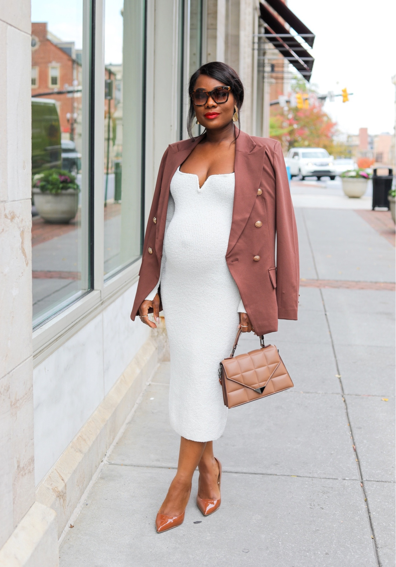 Fall cozy and chic fashion. 
Cream and brown makes a great color combo. I love how this blazer from Walmart elevated this look. 

Dress M
Blazer M

#fallfashion #workoutfit #pregnantstyle 

#LTKstyletip #LTKworkwear #LTKSeasonal
