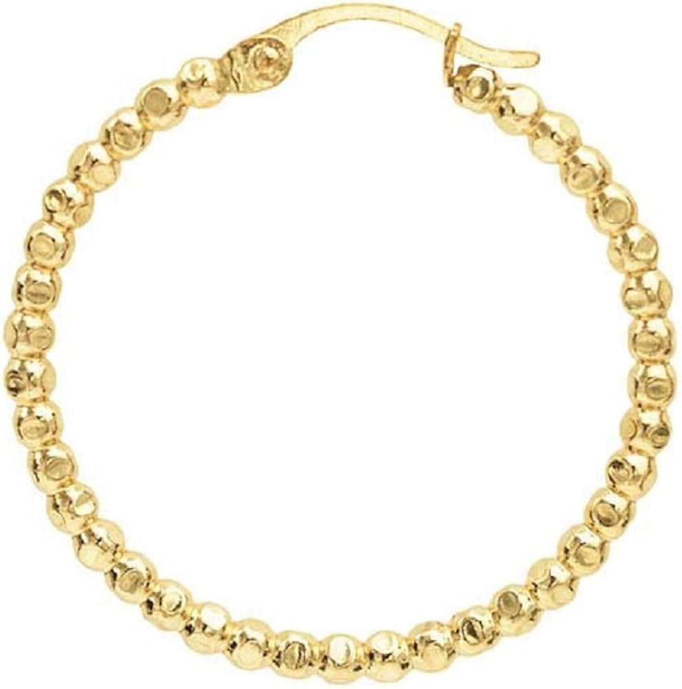 LaTisoro 12/20 Yellow Gold-Filled Faceted Bead Round Hoop Earrings: .6,.8 or 1 inch Size - 100% H... | Amazon (US)