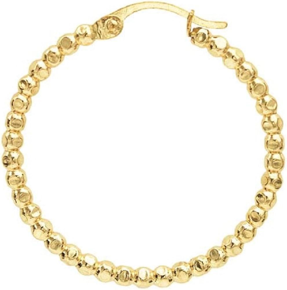 LaTisoro 12/20 Yellow Gold-Filled Faceted Bead Round Hoop Earrings: .6,.8 or 1 inch Size - 100% H... | Amazon (US)