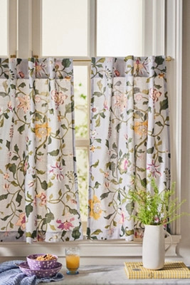 Hattie Organic Cotton Floral Printed Café Curtains, Set of 2 | Anthropologie (US)