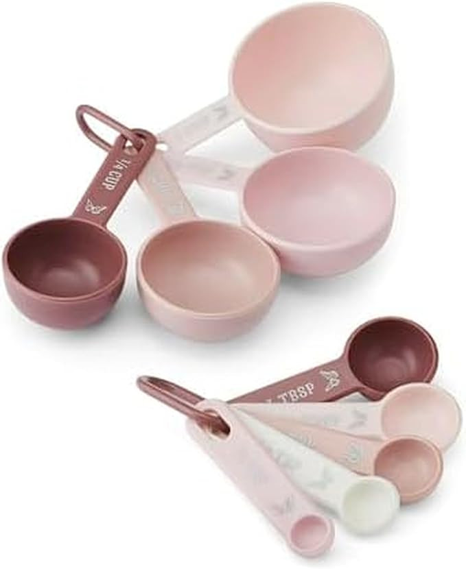 Dolly Parton Measuring Cups and Spoons Set, Pink with Butterfly Accents, Easy-Read Markings, Nest... | Amazon (US)