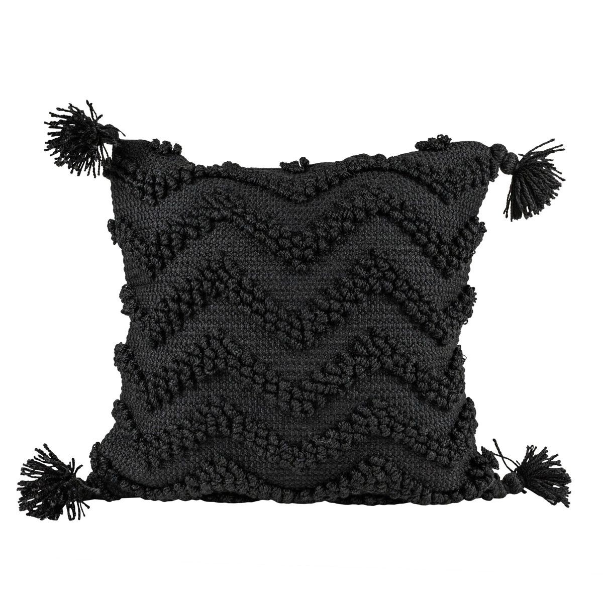 Black Chevron 18X18 Hand Woven Filled Outdoor Pillow - Foreside Home & Garden | Target