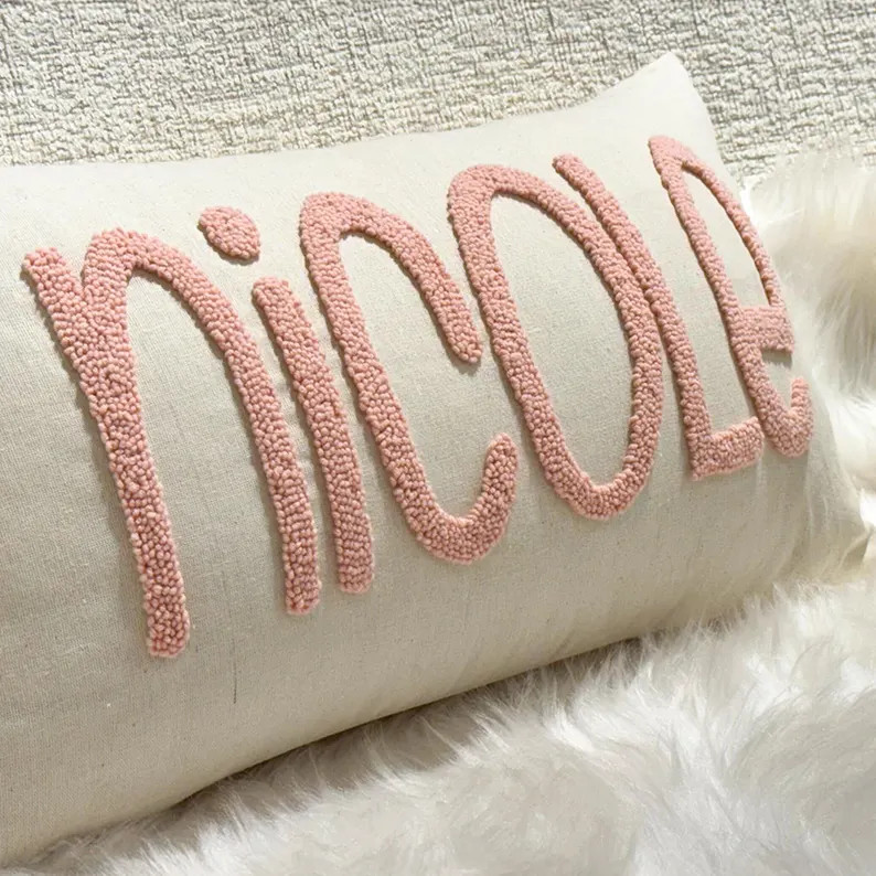 Personalized Embroidered Punch Needle Pillow, Dorm Decor, College Gift, Custom Name Pillow, Newbo... | Etsy (Global)