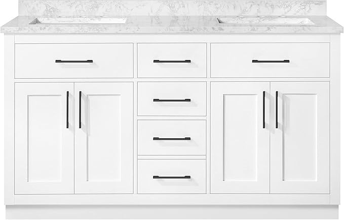 Ove Decors Athea 60" Double Undermount Sink Bathroom Vanity with Cultured Marble Countertop, Pre-... | Amazon (US)