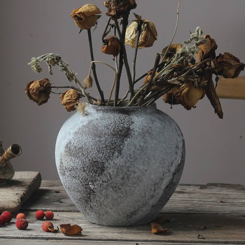 Rustic Distressed Large Ceramic Vase, Terracotta Pottery Tall Decorative Vases, Concrete Vases Cl... | Amazon (US)