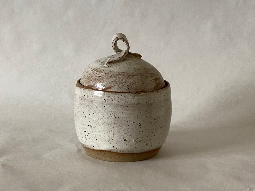Wheel Thrown Clay Lidded Salt Container in White Speckle Glaze - Etsy | Etsy (US)