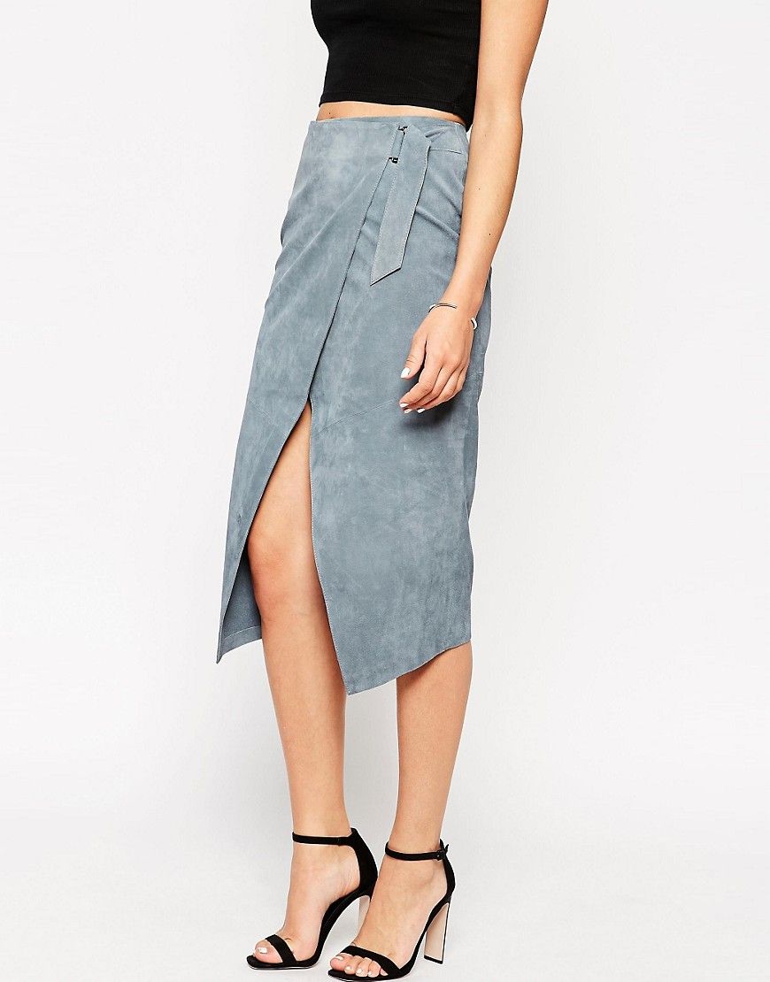 ASOS Wrap Pencil Skirt in Suede with D-Ring | ASOS US