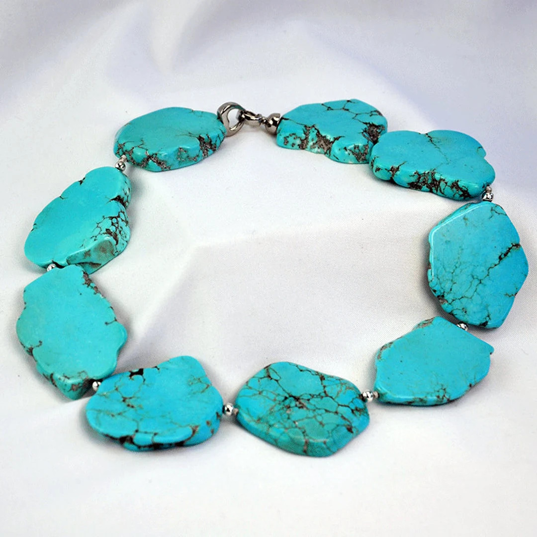 Turquoise Statement Necklace,big Bold Chunky Necklace, Bib Real Turquoise Necklace,raw Stone Blue... | Etsy (US)