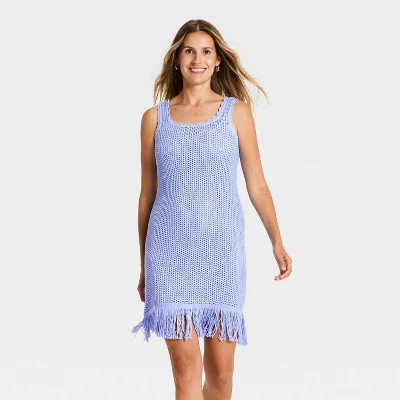 Women's Mini Sweater Dress - A New Day\u2122 Blue L | Target