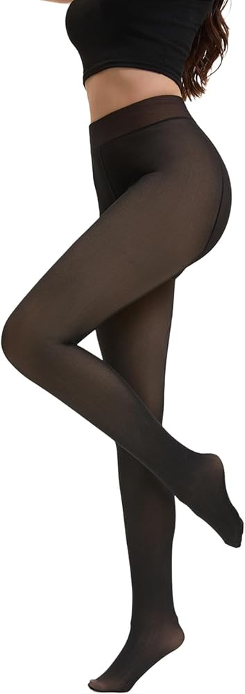 Lnmyic Fleece Lined Thermal Tights That Look Sheer Women Black & Brown | Amazon (UK)