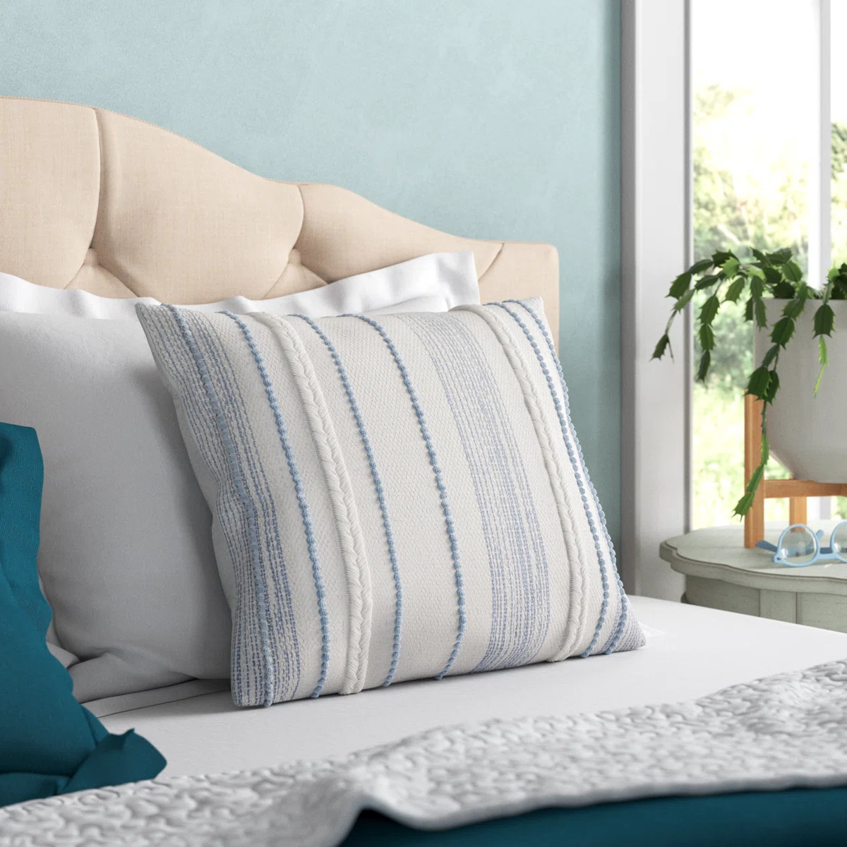Henke Hand-Woven Striped Cotton Square Pillow Cover & Insert | Wayfair North America