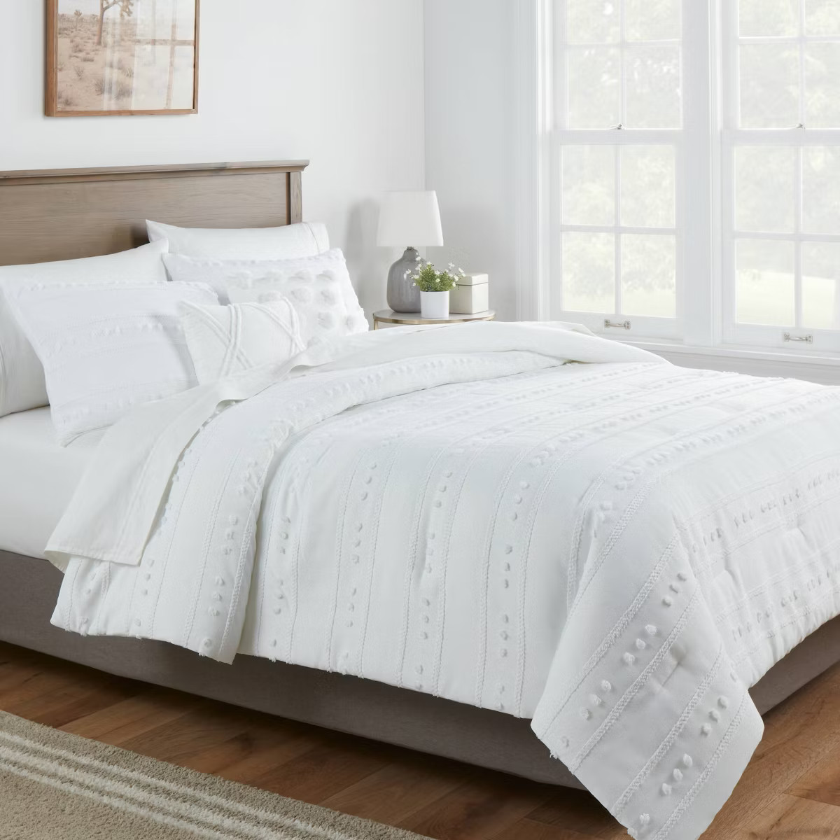 Clipped Stripe Poms Comforter Bedding Set - Threshold™ | Target