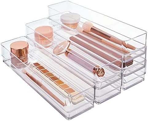 Clear Plastic Drawer Organizers 12" x 3" x 2" l Set of 6 | Amazon (US)