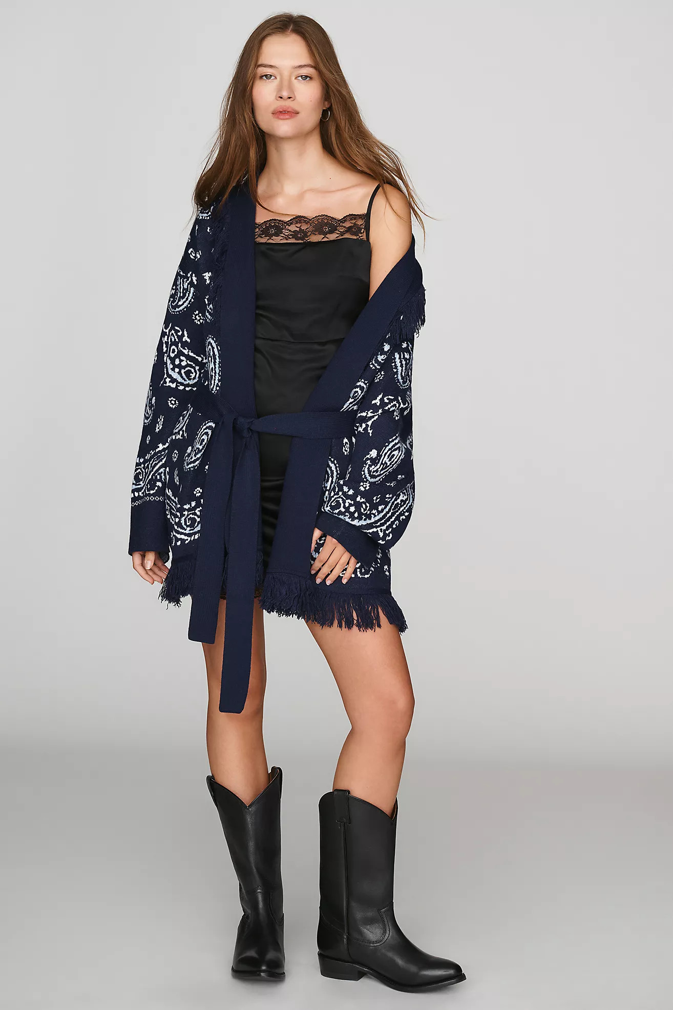 Flat White Fringe Wrap Cardigan Sweater | Anthropologie (US)