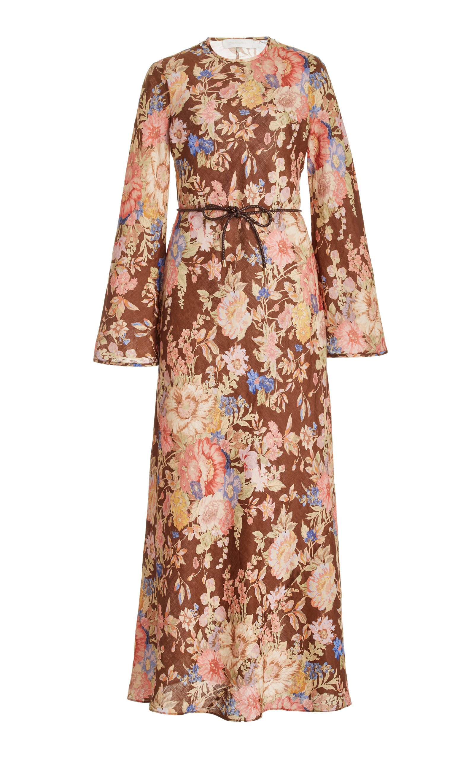 Zimmermann - August Lace Linen Maxi Dress - Brown - 0 - Moda Operandi | Moda Operandi (Global)
