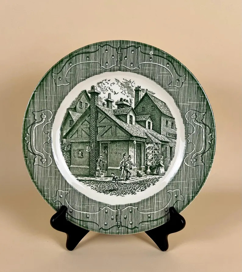 Vintage Green Transferware Old Curiosity Shop Plate, Victorian Style Decorative Wall Plate, Antiq... | Etsy (Global)